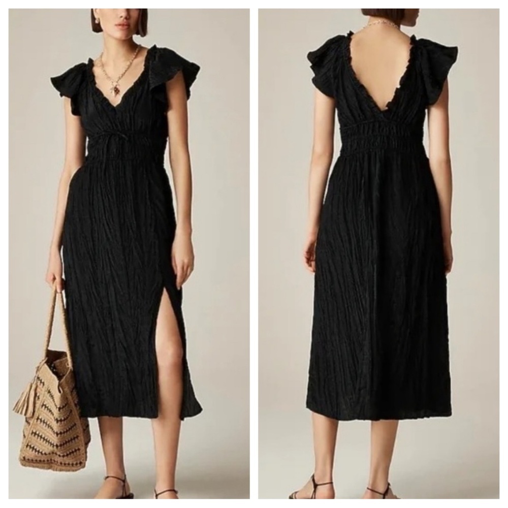 New! J. Crew Palermo Dress in Viscose-blend Crinkle Black nwt 25207